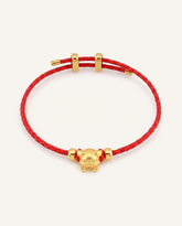 Zodiac Adjustable Red Leather String Bracelet, detail view