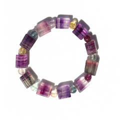 Rainbow Fluorite Cylinder Bracelet