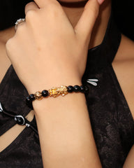 Mini Wealth Charm | Pixiu Obsidian Bracelet, alternate view
