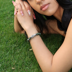 Abundance Charm | Silver Pixiu Jade Bracelet 8.5-9.5mm