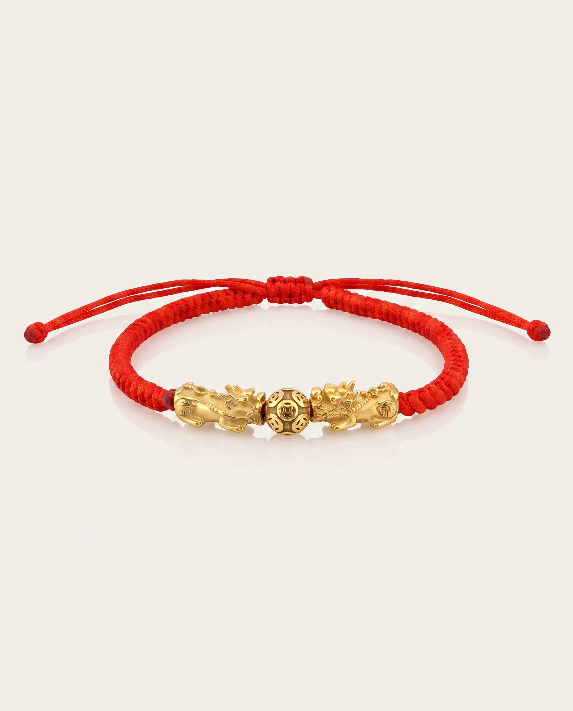 Double Pixiu Dragon Adjustable Red String Bracelet