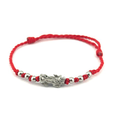 Pixiu with 6 Beads Red Pixiu String Bracelet