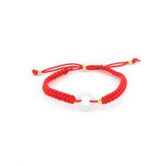 Red String Jade Donut Pendant Bracelet
