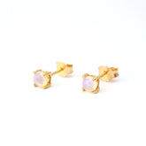 Solid Australian Opal Stud Earing Gold and Silver