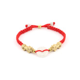 Double Pixiu Jade Donut Red String Bracelet