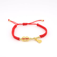 Red String Coins with Hulu Pendant Bracelet