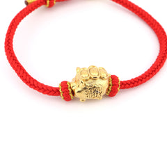 Wealth Pig Charm Red Leather String Bracelet