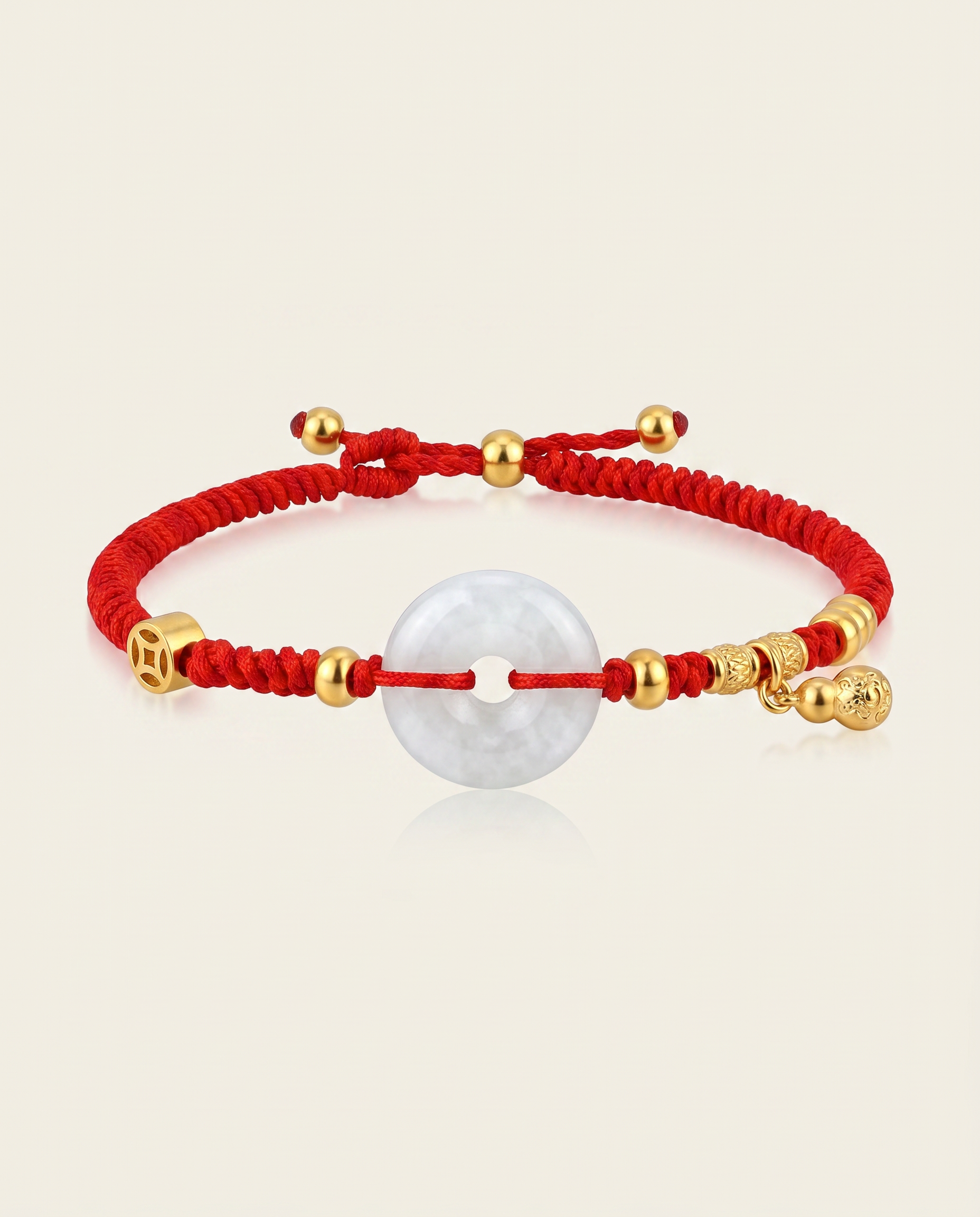Jade with Hulu Health Charm Red String Bracelet