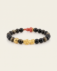 Mini Wealth Charm | Pixiu Dragon Obsidian & Hulu Bracelet
