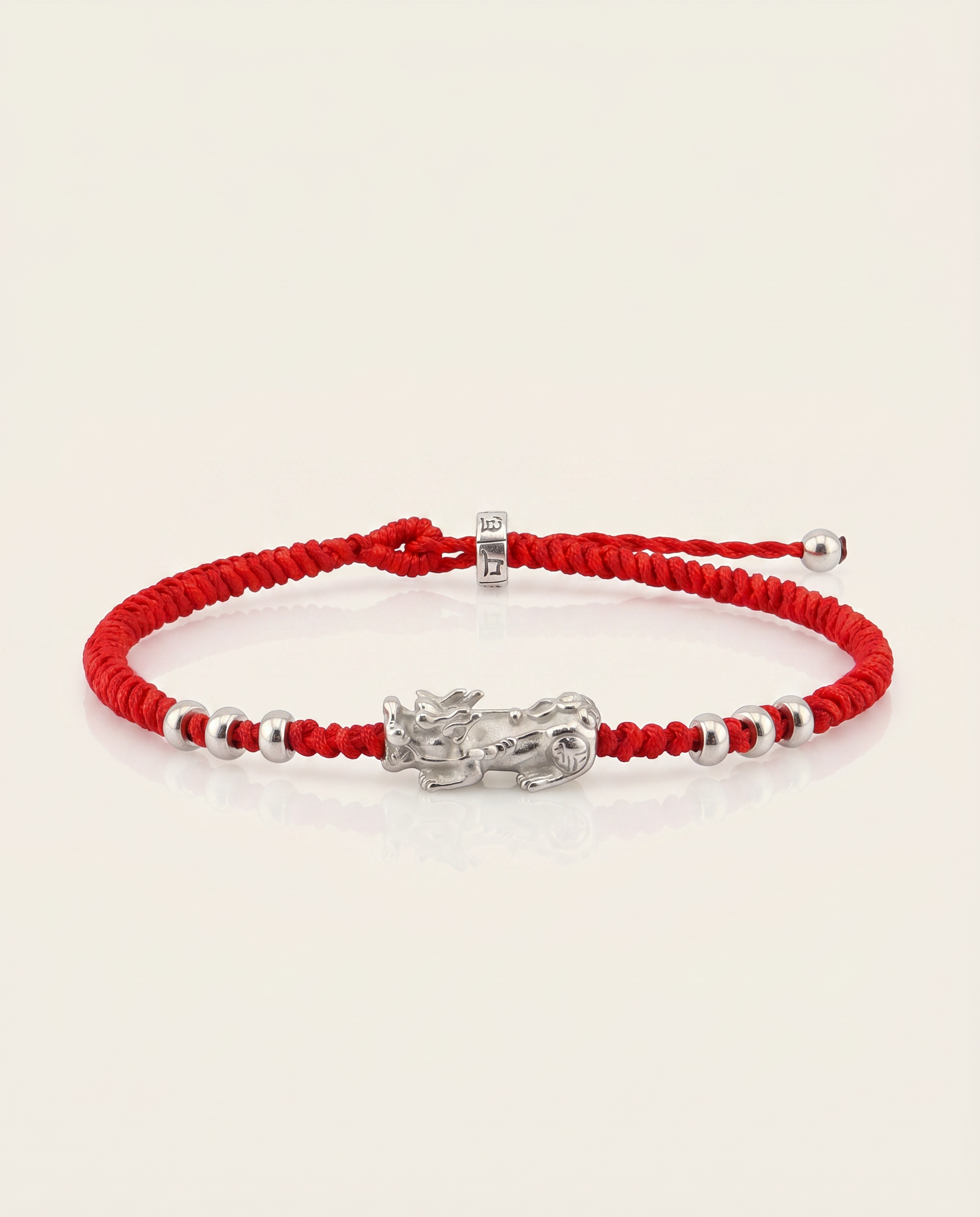 Pixiu Dragon with 6 Beads Red String Bracelet