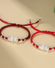 Pixiu Dragon Adjustable Red String Bracelet, alternate view