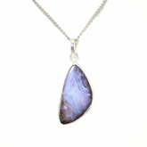 Handmade Australian Boulder Opal Pendant Necklace Sterling Silver River Flame