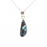 Handmade Australian Boulder Opal Pendant Necklace Sterling Silver Earth Drop