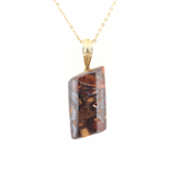 Handmade Australian Boulder Opal Pendant Necklace Sterling Silver Golden Drift Pillar