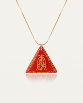 Amitabha Triangle cinnabar necklace on ivory studio background
