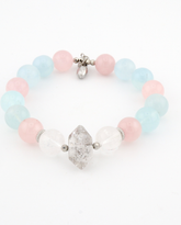 Aquamarine and rose quartz crystal bracelet