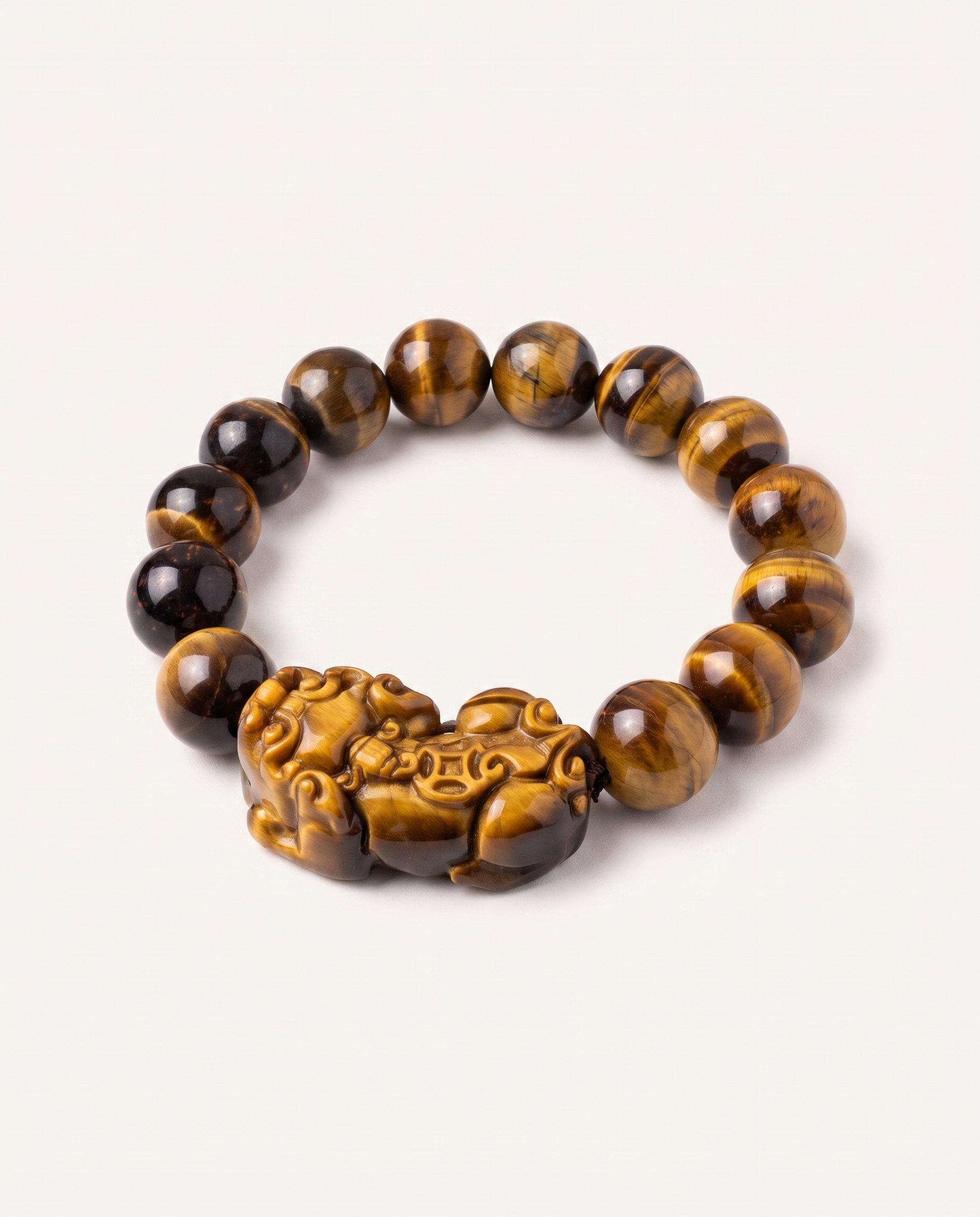 Inner Strength | Carved Pixiu Dragon Tiger Eye Bracelet