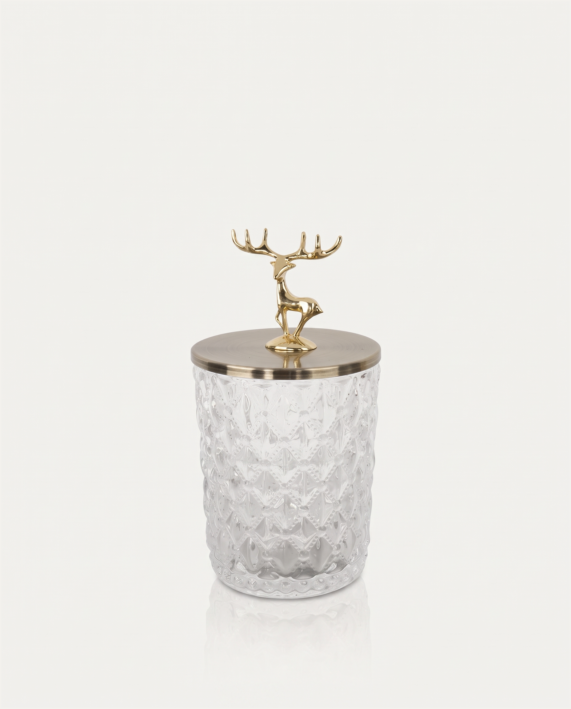 Cut Glass Jar with Deer Lid