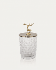 Cut Glass Jar with Deer Lid