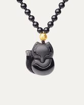 Fox Obsidian Pendant Necklace
