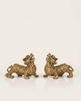 brass pixiu covered in coins pair