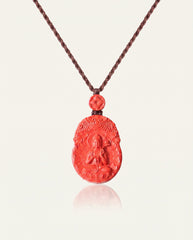 Horse Guardian cinnabar necklace on ivory studio background