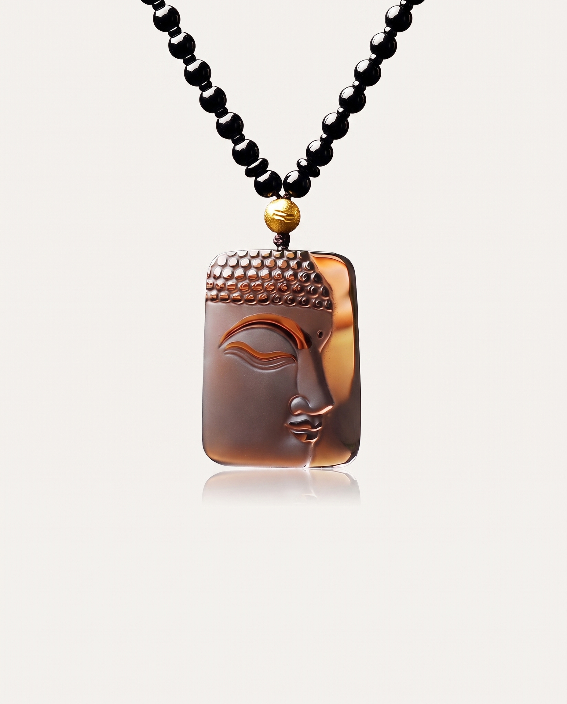 ice obsidian buddha face necklace