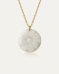 Jade Bagua Necklace on ivory background