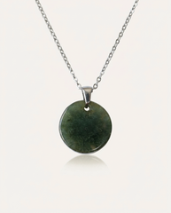 Jade Donut Necklace on ivory background