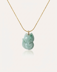 Jade Fox Necklace on ivory background