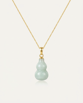 Jade Hulu Gourd Necklace on ivory background