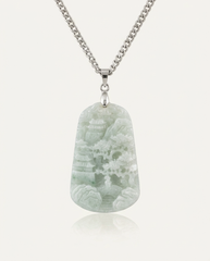 Jade Cloud Temple Necklace on ivory background