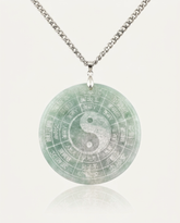 Jade Yin Yang Bagua Necklace on ivory background