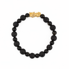 Grounding Charm | Mini Pixiu Dragon Lava Rock Bracelet