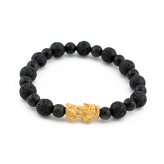 Grounding Charm | Mini Pixiu Dragon Lava Rock Bracelet