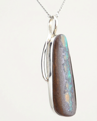 Light Pillar Solid Australian Opal Necklace