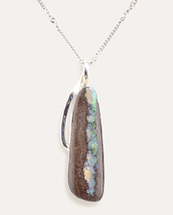 Light Pillar Solid Australian Opal Necklace