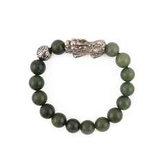 Abundance Charm | Silver Pixiu Jade Bracelet 8.5-9.5mm