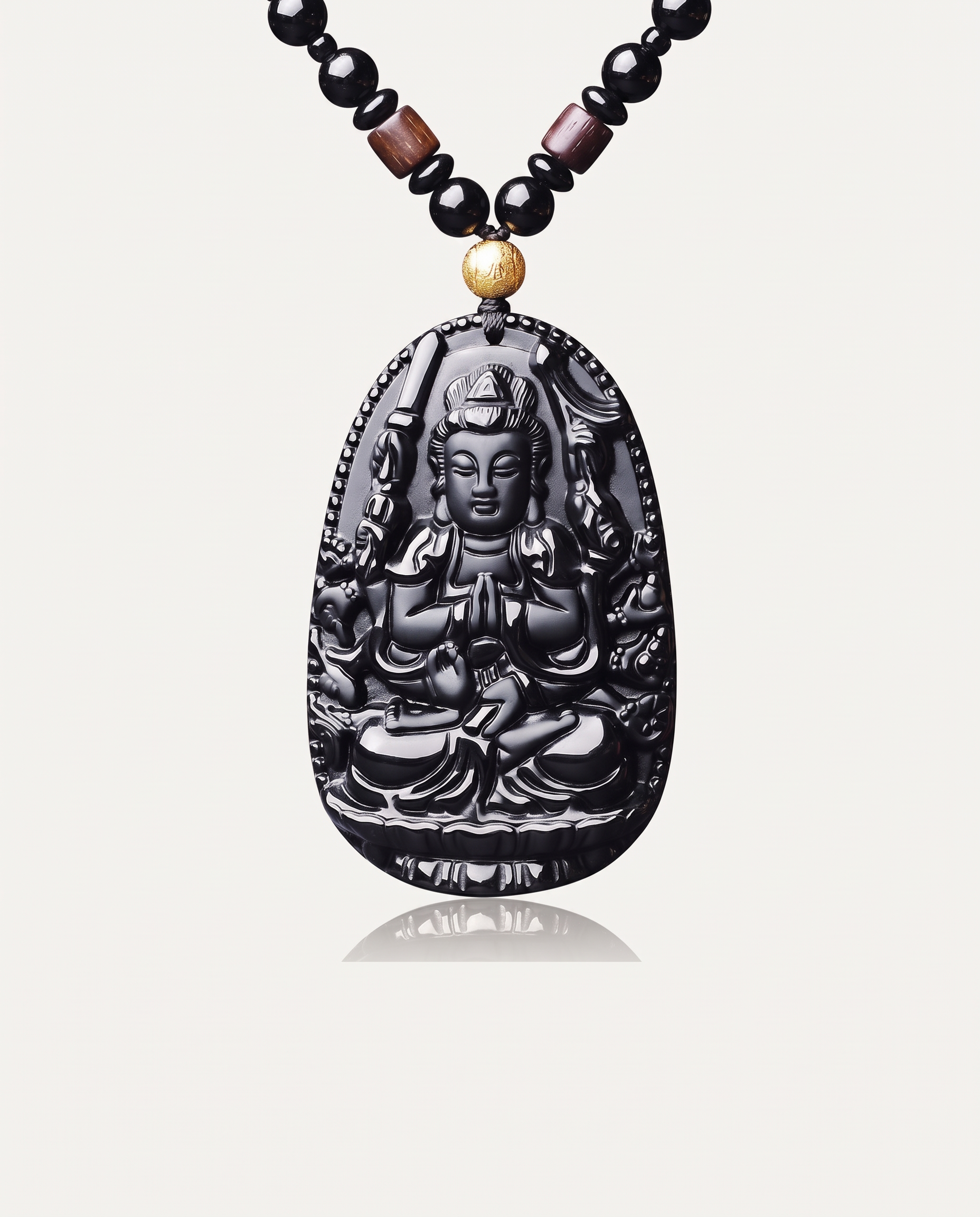 obsidian guardian buddha necklace thousand armed guanyin