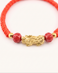 Pixiu Dragon with Cinnabar Lucky Coin Beads Red String Bracelet photo 2
