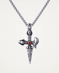 Crossed vajra dagger titanium steel necklace