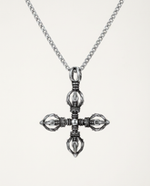 Double vajra cross titanium steel necklace