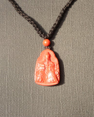 Wealth God cinnabar necklace worn