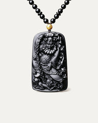 Zhong Kui obsidian pendant necklace