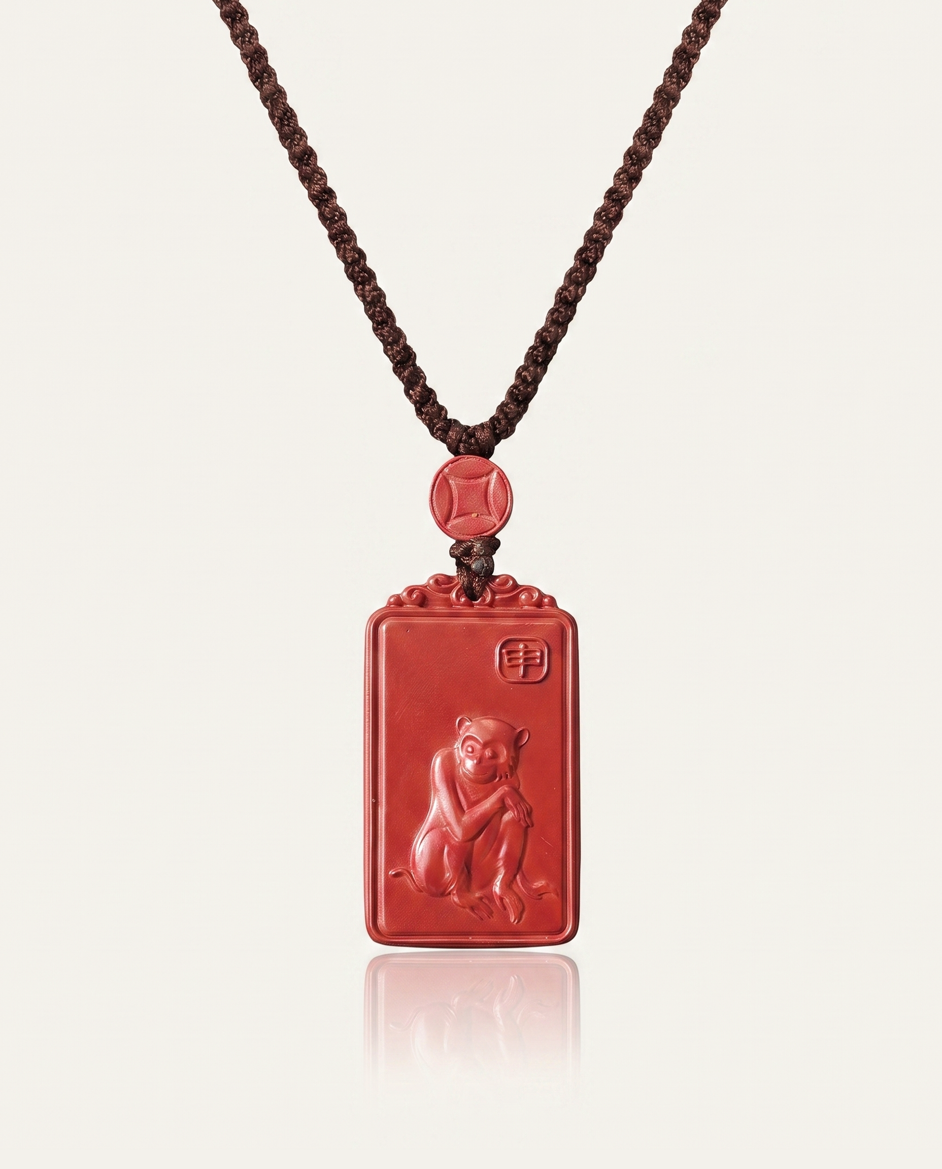 Monkey zodiac cinnabar pendant necklace hero photo