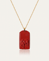Ox zodiac cinnabar pendant necklace hero photo