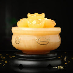Natural Beige Jade Wealth Bowl, detail view
