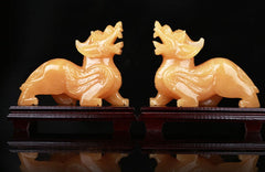 Beige Jade Pixiu - Pair