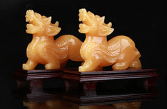 Beige Jade Pixiu - Pair