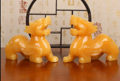 Beige Jade Pixiu - Pair